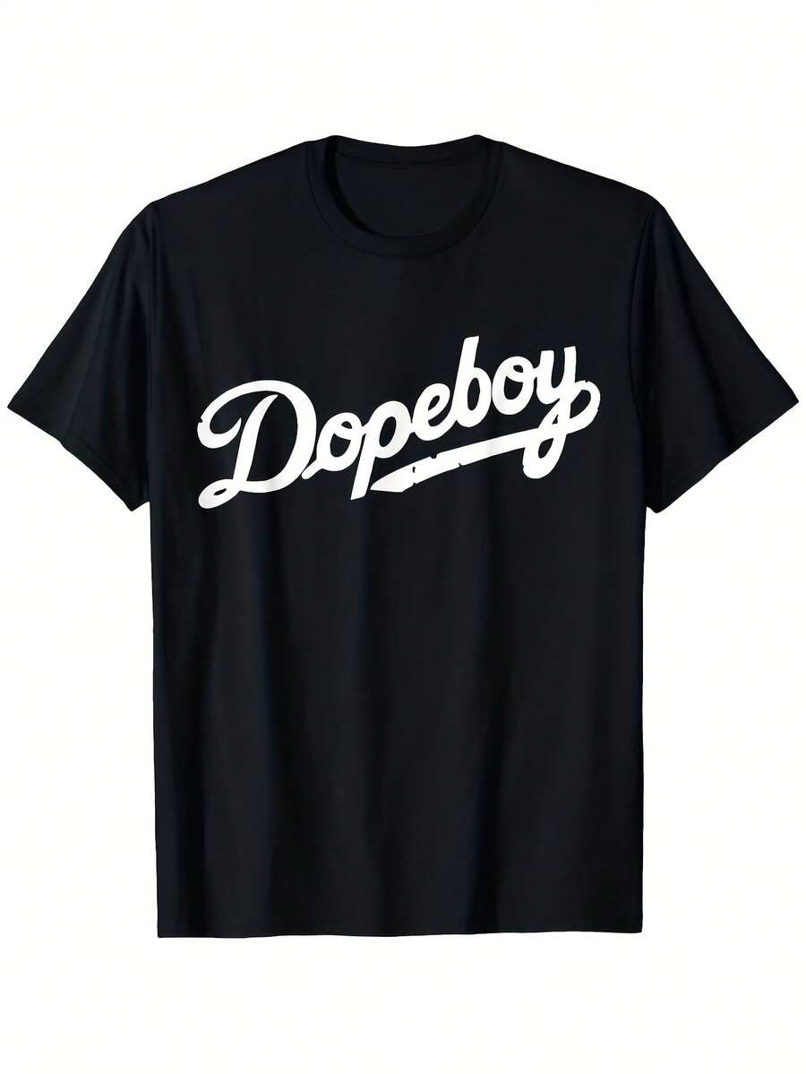 Camiseta para hombre Dopemen - Diseño unisex, camiseta estampada de manga corta para el verano de 2026, peso 180G. - Negro - Ver 1