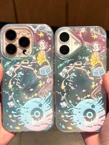 1pc Summer Music Party Phone Cover, Dotted Bow Shiny Phone Case, Compatible With Apple 17promax/16/15/14/13/12/11 Series Phones, Suitable As A Holiday Gift For Yourself, Family, Friends, Or Classmates, This Product Does Not Include A Lanyard - Blue Music Evening - View 2
