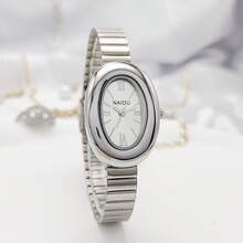 New Women's Watch, Small Gold Watch, Minimalist Southeast Asian Women's Watch, Oval-Shaped Gold Quartz Watch. - 金色 - 查看 5