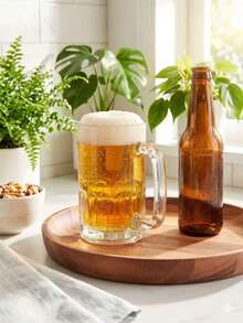 1盒6個大號加厚透明啤酒杯，附舒適手柄、圓潤邊緣與厚實防滑底座，耐熱防碎耐衝擊，適合居家、酒吧、餐廳、派對或烤肉使用 - 查看 1