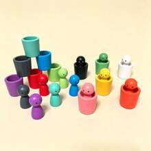 Montessori Color Sorting Toys, Color Matching Sensory Game, Wooden Peg Cups, Early Learning Toys For Toddlers, Suitable For Children 3+ Years Old - Little Man Classification Cup - View 14
