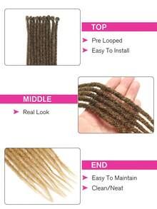 24 Inch Synthetic Dreadlock Extensions 10pcs/Pack Hippie Single-End Dreadlocks Black To Purple Gradient 0.6cm Wide Reggae Style Crochet Hair Extensions For Women Christmas New Year Carnival Music Festival, Halloween - Multicolor - View 6