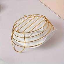 Versatile Detachable Liner Bread Serving Basket, 2 Size Choices, Premium Golden Wire Frame With Reusable White Fabric Bag, Breathable & Dustproof Design For Bread Preservation And Household Storage Organization - Gold - View 3
