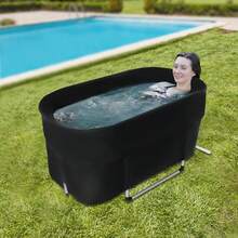 Foldable Insulated Portable Bathtub, 330lbs Large Soaking Tub With Drain & Storage Bag For Camping RV Home - 115*57*55cm - View 10