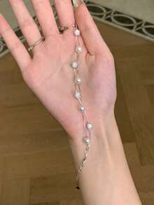 BALMORA Exquisite Luxury S925 Sterling Silver Pearl Bracelet, Gift For Girlfriend - Silver - View 3
