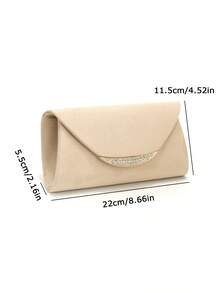 Women's Straw & Velvet Evening Bag With Chain Strap, Suitable For Beach And Formal Parties - Khaki - View 6