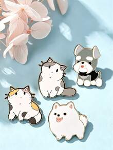 1/4pcs Cartoon Cat Dog Brooch, Exquisite Small Size, Versatile Style, Delicate Craftsmanship, Fade-Resistant, Cute And Youthful, Eye-Catching, Suitable For Sweaters And Shirts - Multicolor - View 6