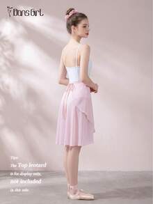 DonsGirl 1pc Women's Midi Chiffon Wrap Dress, Solid Color, Suitable For Ballet Performance Spring Sports - Baby Pink - View 10