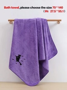 1/3件可選，萬聖節珊瑚絨快樂魔法女巫刺繡毛巾或浴巾，節日裝飾，吸水柔軟魔法女孩浴室浴巾/毛巾，適用於浴室、開學季、旅行、旅行配件、居家必需品、毛巾、護膚 - 紫色 - 查看 10