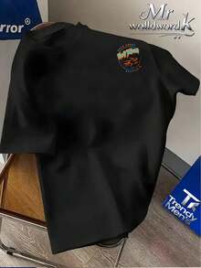 Camiseta de manga corta con estampado de bacalao tropical de la Gold de Australia, estilo graffiti callejero americano, unisex, de cuello redondo, de corte holgado y tejido de punto, a - Blanco - Ver 7