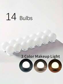 1pc Multi-Size Makeup Mirror Light, LED Makeup Mirror Bulb, USB 3-Color Makeup LED Mirror Light, Makeup Mirror Bathroom Lighting, Adjustable Brightness & Color Temperature, Rotatable Wire Organizer, 6/10/12/14 LED Options - Multicolor - View 13