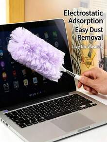 1pc Multifunctional 360° Double-Sided Static Duster, Retractable Cleaning Feather Duster - Pink - View 7