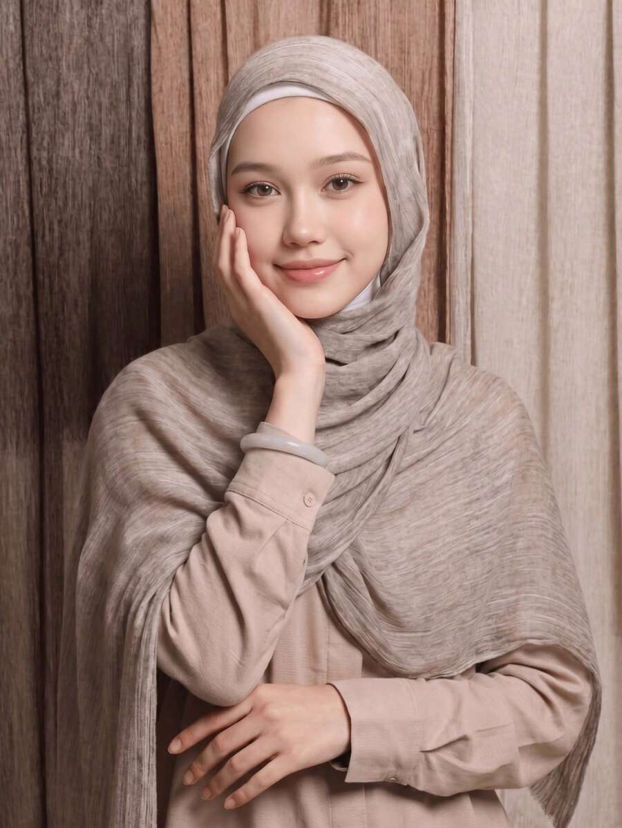 1pc Women's Solid Color Modal Fabric Pleated Tassel Scarf, Casual Daily Headscarf, Sun Protection & Warmth Shawl Scarf Suitable For Dresses - Multicolor - View 1