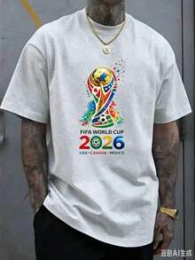 [Official FIFA World Cup Licensed]World Cup T-Shirt, Unisex, 2026 Football Jersey, USA, Canada, Mexico Styles, Fan Gift, Fan Apparel, Single Piece - 灰色 - 查看 3
