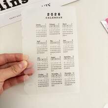 2026 A5/A6 PP Loose-Leaf Binder Cardboard, Transparent Frosted Calendar Index Refill, Ring Binding - Black and White - View 5