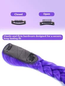 26inch Long Purple Braid Hair Ponytail Easy Clip In Purple Ponytail Hair Extensions For Cosplay Halloween And Christmas Costume - Multicolor - View 3