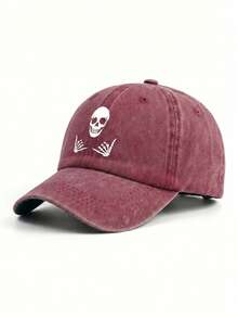 1pc Unisex Outdoor Casual Fashionable Skull Print Distressed Baseball Cap Trucker Hat Adjustable Soft Top Snapback Hat For Summer Beach Sports - Baseball Cap - View 4