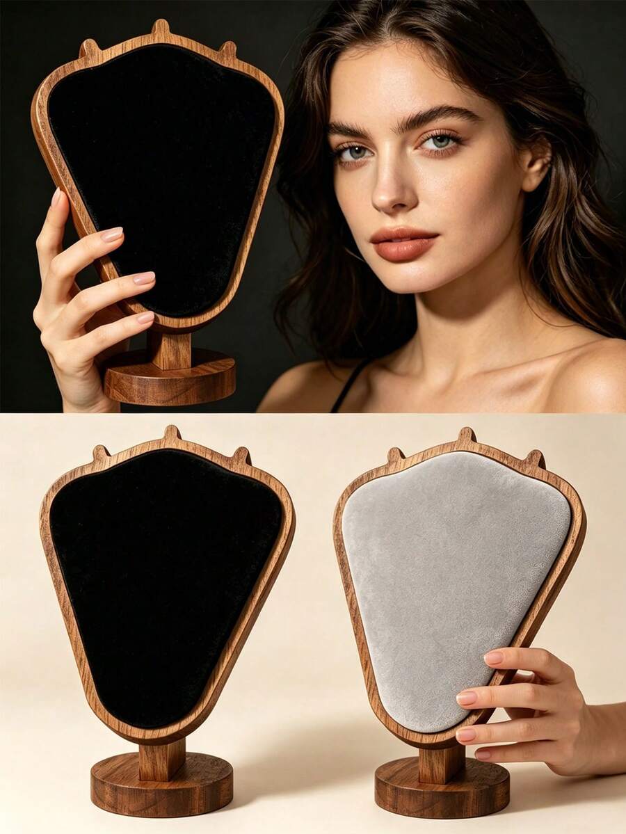 1 pieza Blanco/Verde/Negro/Gris/Beige Nuevo Estante de Joyas de Nogal, Estante de Exhibición de Collares y Colgantes de Joyas, Estante de Joyas de Textura de Modelo de Retrato de Alta Gama, Disponible en Múltiples Colores
