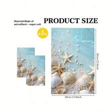 1pc/2pcs/4pcs Coastal Style Kitchen & Bathroom Towels, Vibrant Starfish & Beach Print, Ultra Soft, Highly Absorbent & Quick Drying, Machine Washable, Suitable For Kitchen & Dining Room Decor Hand Towels - Multicolor - View 2