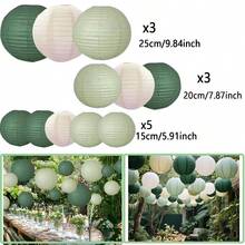 11pcs/Set Pink & Orange Paper Lanterns, Mixed Sizes, Including Rose Red, Light Pink And Orange Colors, Suitable For Floral Themed Parties In Different Seasons, Great For Birthday, Bridal Shower, Wedding Decorations - Mixed Colors - View 12
