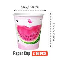 100/25/10pcs Pink Heart Melon Pattern Disposable Plates, Napkins, Cups, Disposable Party Supplies Set, Suitable For 25 Guests, Disposable Paper Plates Party Tableware Suitable For Birthday, Wedding, Theme Party, Family Picnic - Style 1 - View 13