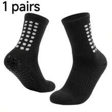 1/3/6 Pairs Football Socks For Men, Thick Short/Long Tube Socks, Non-Slip, Durable Sports Socks - Black and White - View 11
