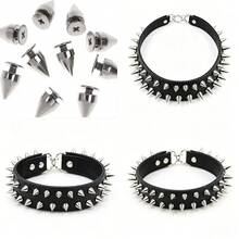 80 Sets Of Pointed Bead Screw Rivets, Punk Style Rivet Set, Metal Tree-Shaped Rivets, Suitable For Leather Crafts And Punk Style Clothing Accessories DIY Craft Decoration - C - View 8
