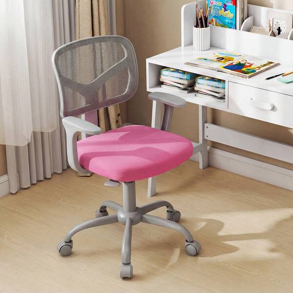 COSTWAY Kids Desk Chair, Children Mesh Study Chair With Armrests And Adjustable Seat Height, Swivel Task Student Chair With Universal Wheels, Computer Desk Chair For Boys Girls Age 3+, Blue/Black/Rose