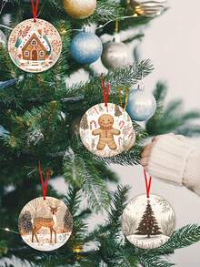 4pcs Nordic Scandinavian Round Santa Claus Snowman Reindeer Christmas Tree Hanging Decor DIY UV DTF Erasable Transfer Stickers, Winter Merry Christmas Theme Suitable For Mugs, Coffee Cups, Glass Cups, Vases, Laptops, Phone Cases, Greeting Cards, Illustrations, Junk Journals, Planners, Scrapbooks, Photo Albums And Home Decor, 6.8cm - Nordic Style - View 9