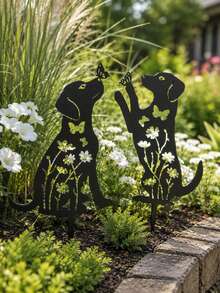 2pcs/Set Wrought Iron Garden Decor Ground Stakes, Animal Lawn Signs, Hollow Yard Ornaments & Crafts - Multiple Styles - View 10