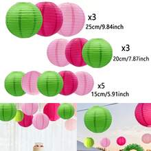 11pcs/Set Pink & Orange Paper Lanterns, Mixed Sizes, Including Rose Red, Light Pink And Orange Colors, Suitable For Floral Themed Parties In Different Seasons, Great For Birthday, Bridal Shower, Wedding Decorations - Mixed Colors - View 13
