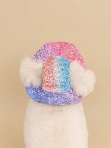 1 pieza Sombrero de sol de poliéster lindo y a prueba de viento, diseño con orejas expuestas, ajustable para evitar la pérdida de cabello, adecuado para que perros pequeños lo usen al aire libre todo el año - Multicolor - Ver 2
