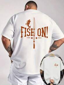 Nueva camiseta casual estampada para hombre de verano, con cuello redondo acanalado y mangas cortas. Hecha de tela de punto, fresca y cómoda. Presenta un estampado de doble cara de cañas - Blanco - Ver 2