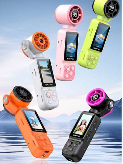 4K HD Night Vision Action Camera Fan Model (All With 32GB Memory Card) 180° Rotating Lens - Hands-Free Wearable Body Camera, Suitable For Cycling, Hiking And Sports Recording, Rechargeable, Vlog Camera, Handheld Stabilizer Pocket Action Camera 180 Degree Rotation, Full Body Camera, Suitable For Video And Recording, Perfect Life Recording And Travel, 2000mAh.