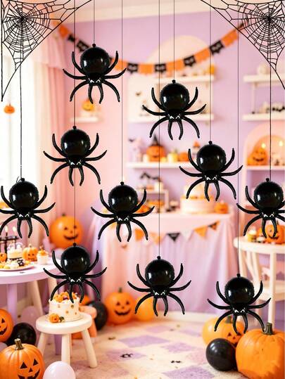 10pcs 16 Inch Mini Halloween Venomous Spider Shaped Aluminum Foil Balloons Halloween Party Decoration Balloons
