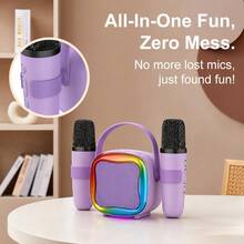 Reletech Portable Bluetooth Karaoke Speaker With 2 Wireless Microphones, RGB Gradient Light, Recording & Multi Sound Effects, Mini Karaoke Machine For Home Party Indoor Gathering - View 6