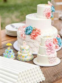 1/4/8/16pcs White Floating Cake Support Rods, Cake Layer Support Tubes, Cake Stacking Support Rods, White Plastic Support Rods, Suitable For Layered Cake Construction And Stacking, Perfect For Christmas Parties And Events, Cake Support Rods - Multicolor - View 5