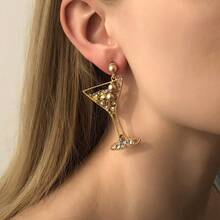 1 Pair Fashionable New Style Personalized High-Heel Cup Stud Earrings Creative Design Geometric Rhinestone Earrings - Multicolor - View 2