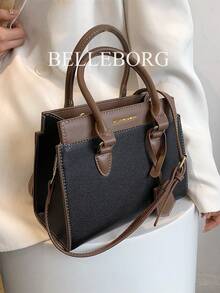 BELLEBORG Bolso de mano y bolso de hombro estampado para mujer, minimalista y práctico multifuncional - Negro - Ver 12