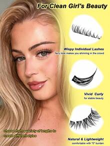 120pcs C Curl Individual Cluster False Eyelashes, Cat Eye Style Long Fine Fluffy Cluster Lashes, 8-16mm, DIY Segmented Individual Cluster False Eyelashes Pointed Tip Lash Extensions - Black - View 5