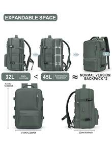 Large Capacity Travel Backpack Unisex Style, High School And College Student Back To School Luggage Backpack, Waterproof Nylon Durable, College Student Backpack, With Independent Shoe Compartment, Multi-Functional Dry And Wet Separation Compartment Storage, Luggage Storage Bag, Expandable Capacity Multi-Compartment Business Functional Backpack, Expandable Extra Large Laptop Backpack, Outdoor Travel Carry-On Boarding Travel Backpack, Personal Backpack, 15.6 Inch, 17 Inch Laptop Backpack - Multicolor - View 4