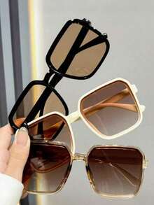 3pcs/1pc Vintage Square Unisex Fashion Classic Style Decorative Fashion Glasses, Bohemian Style, Suitable For Sports, Travel, Festival Outfits, Beach, Driving, Outdoor Wear, Vacation, Street, Sporty Style, Fishing, Streetwear And Accessories, Outdoor Activities, Party - Multicolor - View 2