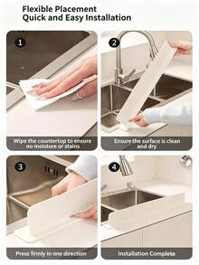 1pcModern Sink Splash Guard Seamless Easy Clean Water Stopper For Families Rubber Protective Guard Divider For Washing Vegetables Sink Edge Splash Barrier Kitchen Sink Organizers Kitchen Accessories - Multiple Styles - View 11
