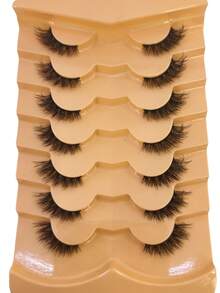 HBZGTLAD 7 Pairs Assorted Natural Style False Eyelashes, Fluffy Thickened Cat Eye Wispy Lashes With Black Band, Dense Extension-Look D Curl Cat Eye Lashes, Natural Appearance Faux Mink 3D Fluffy Russian Strip Lashes, Reusable For Daily Wear And Practice - View 13