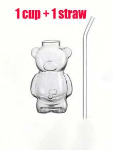1pc Cartoon Bear Glass Coffee Cup, Fun Birthday Gift, Creative And Cute, For Girls - Multicolor - View 10