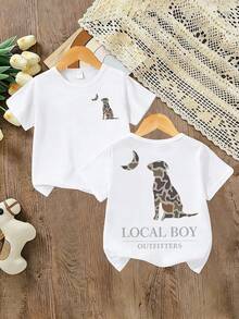 Spring & Summer Casual Stylish Creative Personalized Fresh Simple Cute Cropped T-Shirt, Comfortable Daily Wear For Infants And Toddlers - 白色 - 查看 2