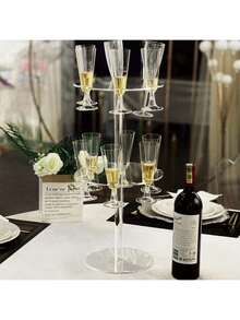 1SET Party Champagne Display Rack 2-Tier/3-Tier Thickened Transparent Acrylic Champagne Tower Wine Glass Stemware Stand Suitable For Wedding Party Gathering - Clear - View 5