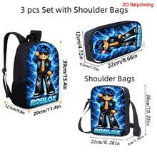 Cartoon Backpack 3pcs Set - Backpack, Crossbody Bag & Pencil, Boys & Girls Aged 5-8, Parent-Child - 3PKRX015 - 查看 2