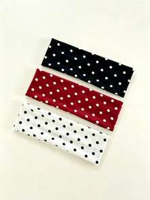 5pcs Random Polka Dot Elastic Hair Bands Headbands Yoga Hair Ties Suitable For Daily Sports Use - Multicolor - View 3