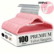 High Quality Velvet Anti-Slip Garment Hangers 100/50/30pcs, Compact Space-Saving Hangers With 360° Spin Hook & Attached Tie Bar, Sturdy Basic Hangers For Wardrobe Organizing, Indoor Stowage, Outdoor Laundry Drying & Garment Retail Display - View 13
